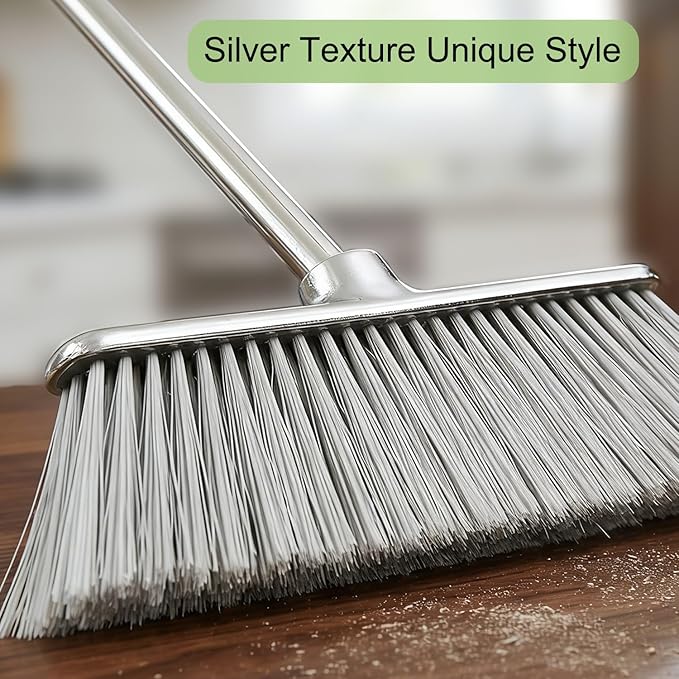 Indoor Soft Bristles Angle Sweeping Broom with Long Handle for Kitchen Hardwood Floor Cleaning (Broom)