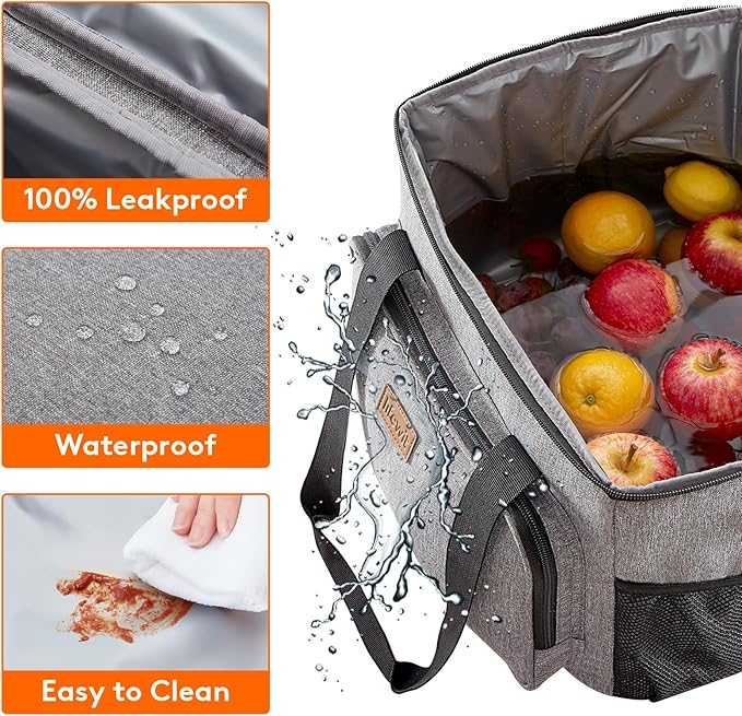 Lifewit Large Lunch Bag, Insulated Lunch Box, Soft Cooler Cooling Tote for Adult Men Women, Gray 40-Can (24L)