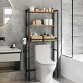 VASAGLE Over the Toilet Storage, Over Toilet Bathroom Organizer with Adjustable Shelves and Basket, 3 Hooks, Space Saving, 9.4 x 23.6 x 63 Inches, Rustic Brown UBTS113KD01S