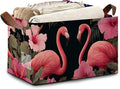 Flamingo Storage Basket,Hibiscus Collapsible Storage Bin Cubes for Living Room Bedroom Blankets Home Storage 17x11.5x10Inch