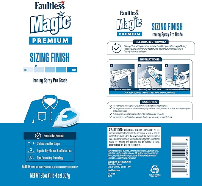 Faultless Starch 00502 Magic Sizing Fabric Finish, 20 oz (Pack of 4)
