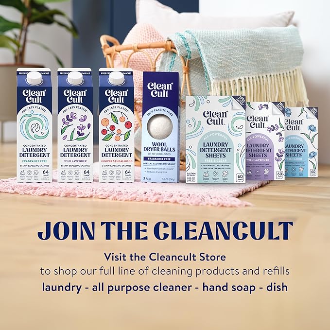 Cleancult Wool Dryer Balls (3 Count) - Made from 100% New Zealand Wool - Biodegradable Dryer Balls - Shorten Dry Times, Soften Clothes, and Stop Static Cling - Lasts up to 1000 Loads