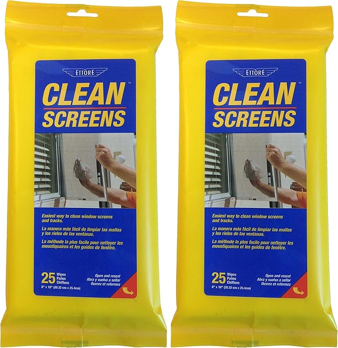 Ettore Clean Screens Wipes Per Pack, 25 Count (Pack of 2), No Color
