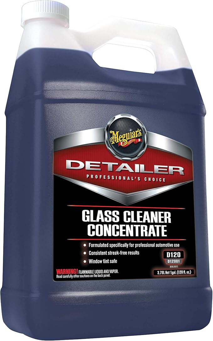 Meguiar's Professional Glass Cleaner Concentrate D12001, Professional Strength Glass Cleaner for a Streak-Free and Residue-Free Shine, Sprays on for Easy Application, 1 Gal
