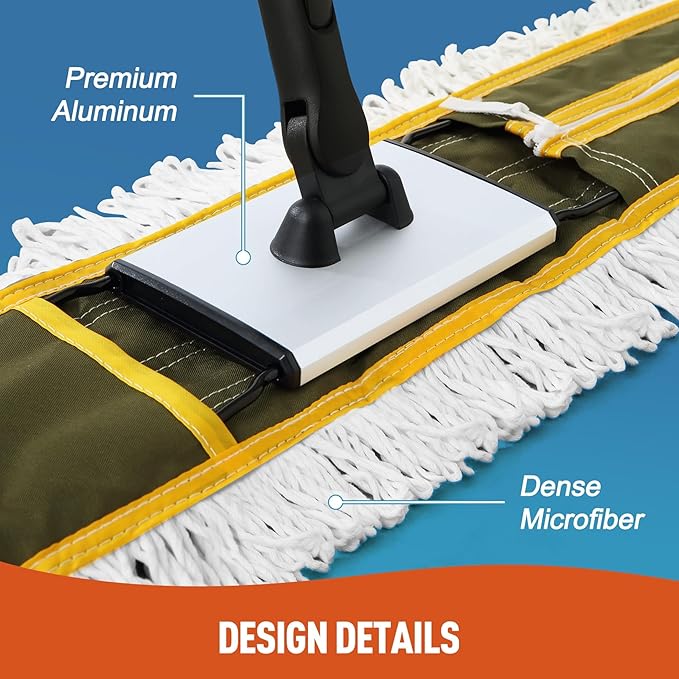36" Commercial Dust Mops for Floor Cleaning Heavy Duty Floor Duster Mop with Long Handle Hotel Gym Household Cleaning Supplies for Hardwood, Tiles, Marble Floors (Green)