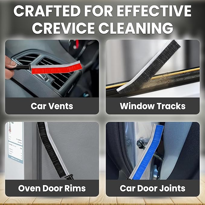 Crevice Cleaning Brush Set – 6Pcs Hard Bristle Cleaning Tools for Grout, Tile Floors, Gaps & Narrow Spaces – Small Grout Scrub Brush for Cleaning Bathroom, Shower, Window Tracks, Kitchen