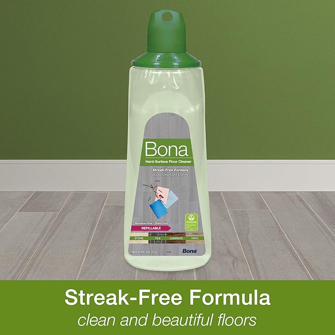 Bona Multi-Surface Floor Cleaner Refillable Spray Mop Cartridge, for Stone Tile Laminate and Vinyl LVT/LVP, 34 Fl Oz (Pack of 2)