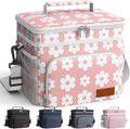 HOTOR Insulated Lunch Box for Men & Women - Leak-Proof Cooler Lunch Bag with 4 Pockets, Adjustable Strap, Ideal for Work, Picnic, Travel - Medium, Pink Flower, 10.2"×6.9"×8.5"