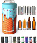 Frost Buddy Universal Can Cooler - Fits all - Stainless Steel Can Cooler for 12 oz & 16 oz Regular or Slim Cans & Bottles - Stainless Steel (Blue Ice Cream)