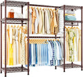 Ulif E7 Garment Rack, Heavy Duty Clothes Storage System with Extendable Hangers Rods, Metal Clothing Rack with 6 Wire Shelves, (52.3"-72") W x 14.5" D x 71.2" H, Load 838lbs, Bronze