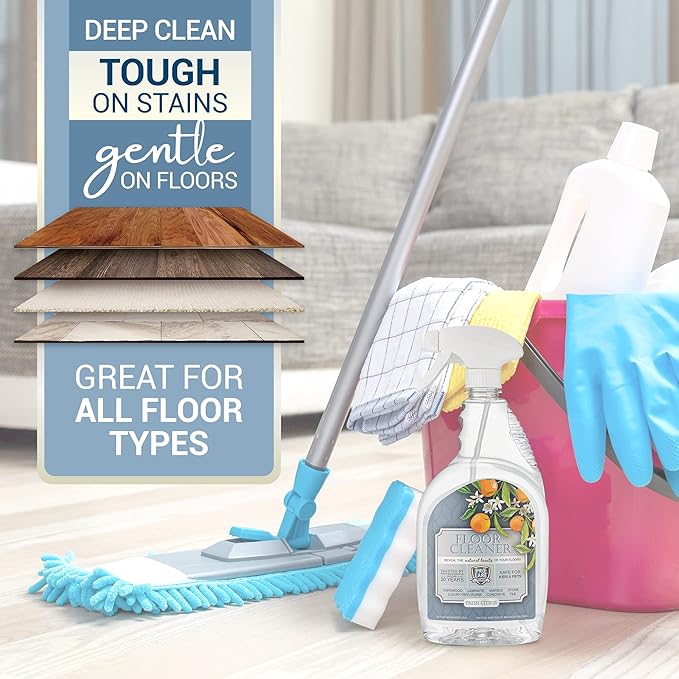 ProCare Citrus Floor Cleaner - Vinyl, Wood, Tile & Laminate Floor Cleaner for Mopping, Cleaning Solution Concentrate Floor Cleaner with Citrus Aroma, 32oz Spray Bottle + 8oz Concentrated Bottle Bundle
