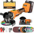 Cordless Angle Grinder Compatible for Dewalt 20V Max Battery, 3 Variable Speed, Brushless Motor with LED, Power Angle Grinder Tool Stand, Flap Disc Grinding,1x 4.0Ah Battery& Fast Charger, Orange