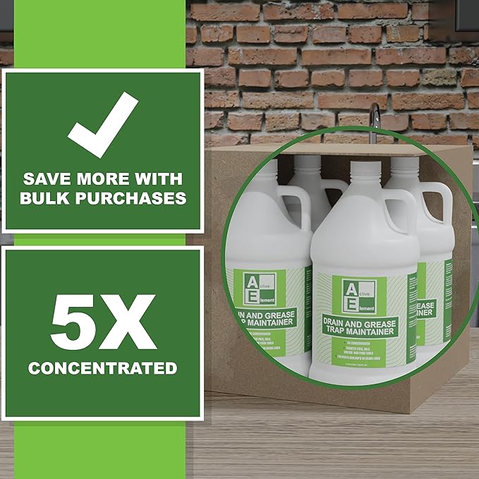 Drain and Grease Trap Maintainer- 2 Gallon (Contains 256 Treatments) - Biological Formula -Breaks Down Fats Oils and Grease - Grease Traps, Drain, Septic Systems and Sewers - Deodorizer