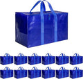 Simple Deluxe 12 Pack Moving Bags, Heavy Duty Storage Totes with Lids, Sturdy Handles& Zipper, Moving Boxes Alternative, Extra Large, for Clothes Packing, Moving Supplies, Blue