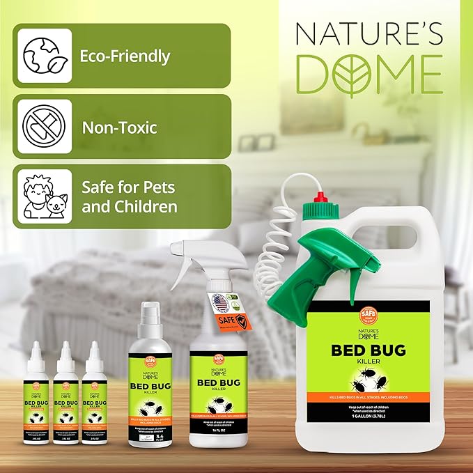 Nature's Dome Bed Bug Spray – 100% Kill Rate, 16 OZ Natural Bed Bug & Mite Killer, Destroys Eggs, Kills Resistant Strains, Long-Lasting Protection, Safe for Home Use (6.8)