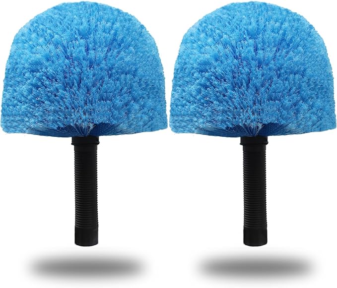 2 Pack Robust Cobweb Duster Head Brush – Superior Twist-On Web Cleaning Tool – Spider Web Remover Brush Compatible with Standard 3/4 Inch Threaded Poles for Outdoor & Indoor Use – Head Only (Blue)
