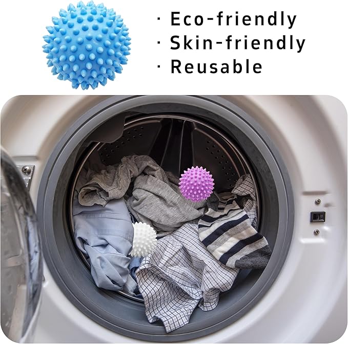 6PCS 2.3 Inch Laundry Dryer Balls, Reusable Drying Balls for Clothes and Fabric Softening (Mixed Colors)