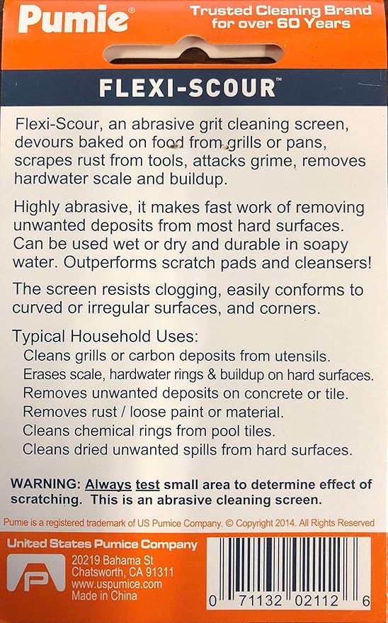 PUMIE Flexi-Scour Flexible Scrubbing Screen for Household Cleaning, 5.5" x 4", Abrasive Grit Cleaning Screen, Clean Grills, Remove Carbon, Rust and Scale, Pack of 24