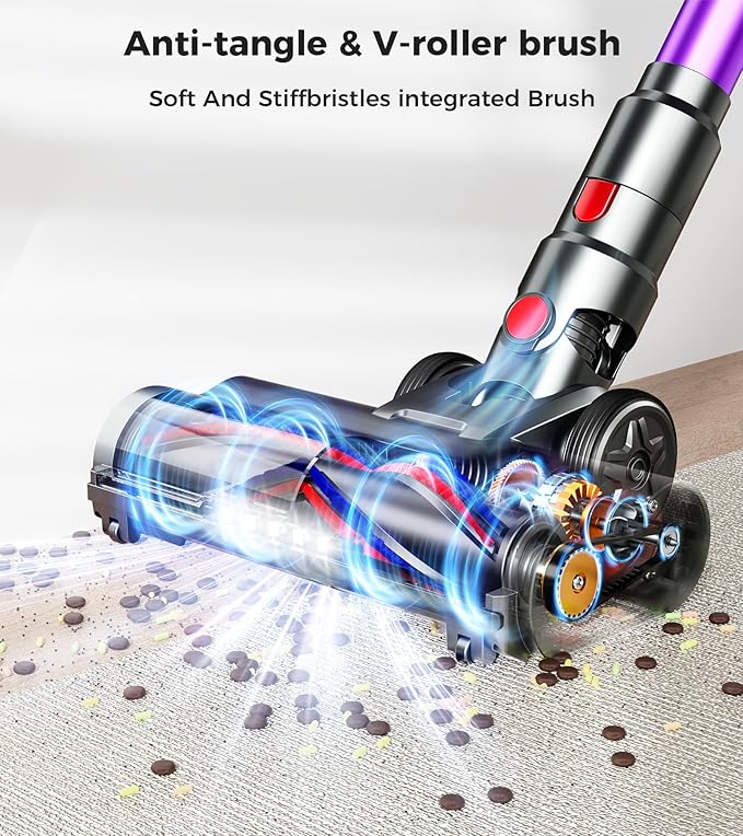 VIAFLY Cordless Vacuum Cleaner, 550W/45Kpa/60Mins Stick Vacuum, Anti-Tangle Vacuum Cleaners for Home with Self-Standing, LDE Display, 8-in-1 Wireless Vacuum for Carpet Pet Hair Hardfloor