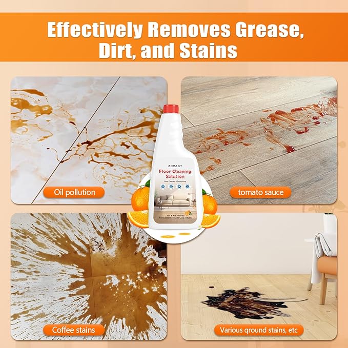 Sweet Orange Scent Floor Cleaning Solution,2-Pack 16.23oz,Compatible with All Roborock Mopping Robots (S7, S8, Qrevo, Q7, Q8 series),Deep Cleans Multiple Hard Floors,Streak-Free Shine,Eco-Safe