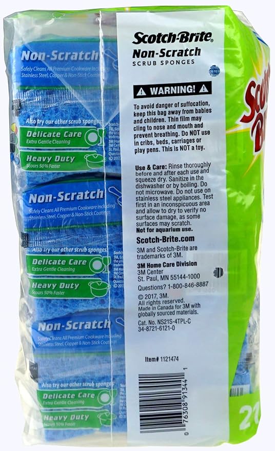 Scotch -Brite Non Scratch Scrub sponges - 21 Pack - Individually Wrapped