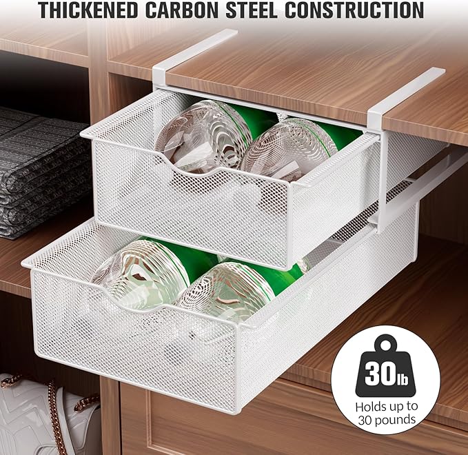 Underwear Drawer Organizer for Closet, Hanging Pull-Out Bra Sock Lingerie Storage Basket - Double-Layer Mesh Undergarment Organizer, Multifunctional Space-Saving Wardrobe Organizer for Bedroom