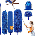Dusters 6-in-1 Kit, Duster with Extension Pole 100 Inches, Dusters for Cleaning, Cobweb Duster, Microfiber Feather Gap Duster Cleaner for Fans, Blinds, Cars and Furniture