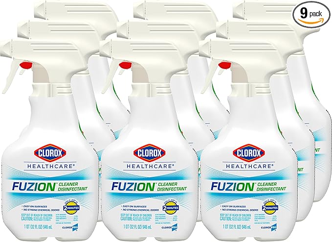 Clorox Healthcare Fuzion Cleaner Disinfectant Spray, 32 Fluid Ounces, Pack of 9 (Package May Vary)