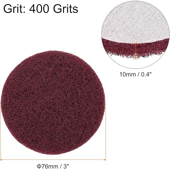 HARFINGTON 12pcs Scrubber Scouring Pads 400 Grits 3 Inch Drill Power Brush Hoop and Loop Surface Conditioning Disc Drill Scuffing Disc Scrub Pads for Home Kitchen Cleaning, Red