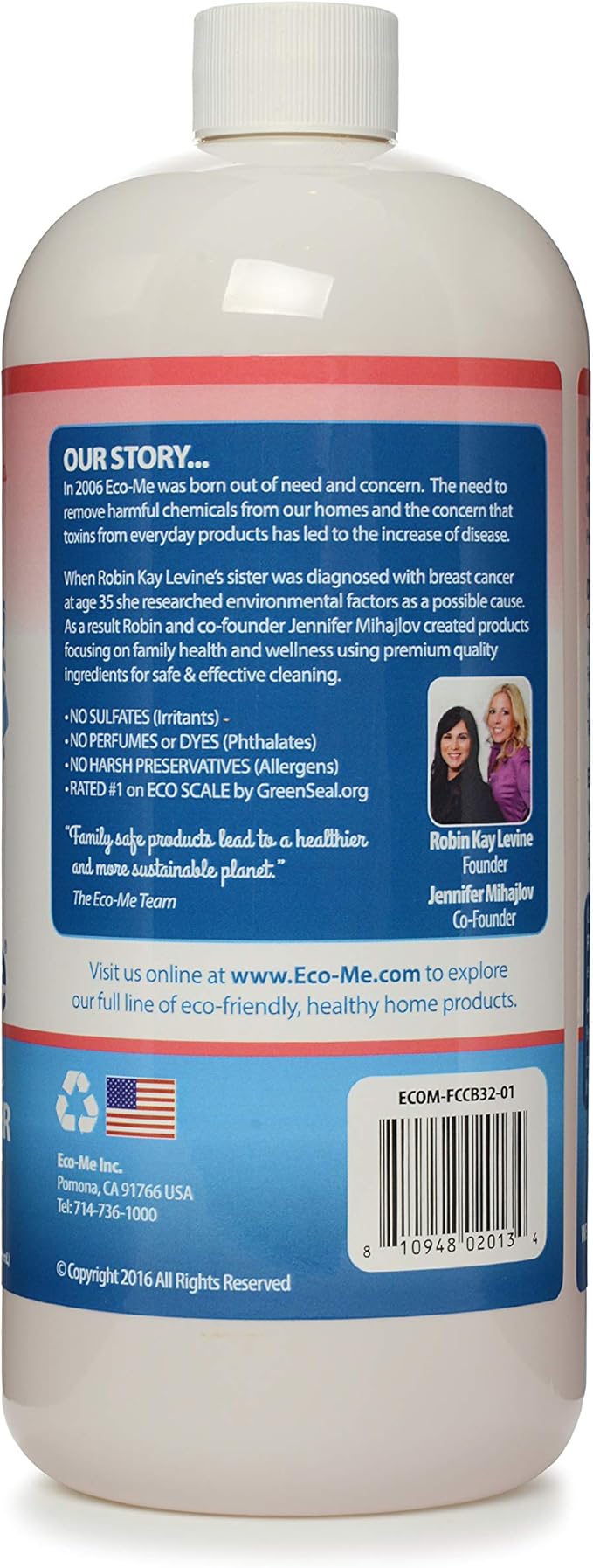 Eco-me Natural, Plant-Based Concentrated Multi-Surface and Floor Cleaner, Clear, 32 Fl.Oz, Citrus Berry