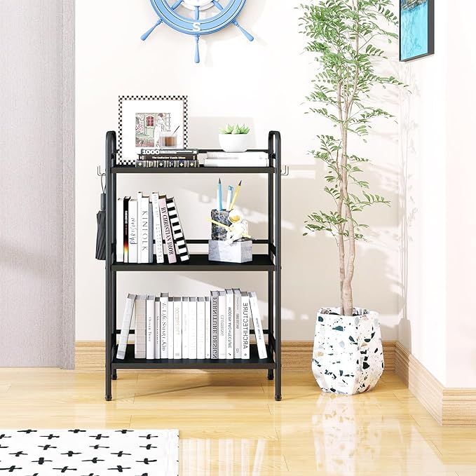 HDANI Storage Shelves, 3-Tier Metal Storage Rack with Shelf,Shelf Organizer,Garage Standing Shelving Unit for Laundry,Bathroom,Kitchen,Pantry, Closet,23.6''W X 13.8''D X 36.2 H'',Black