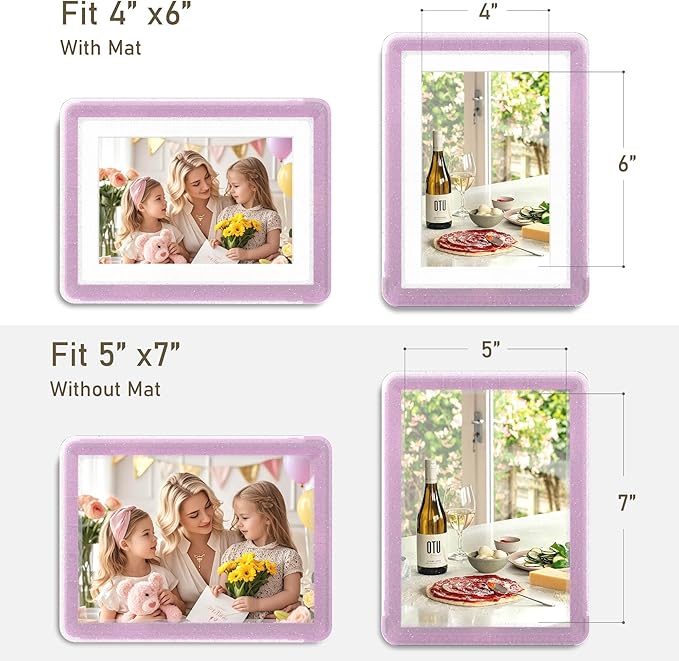 5x7 Picture Frame, Clear Acrylic Photo Frame with White Mat for 4x6 Photos, One-Piece Shatterproof Tool-Free Design, UV-Resistant Waterproof Tabletop Frame for Home Office Decor with 10-Year Warranty