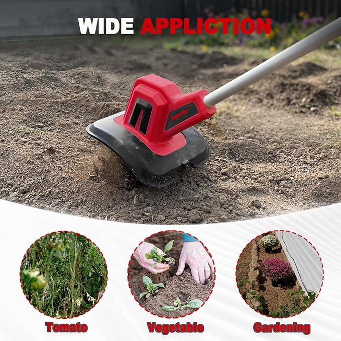 Cordless Tiller Cultivator Compatible with Milwaukee 18V Battery(Tool Only), Electric Garden Tiller w/270 RPM, 48 Steel Tines, 8.7" Tilling Width, 6.3" Depth, Portable Rotary Tiller