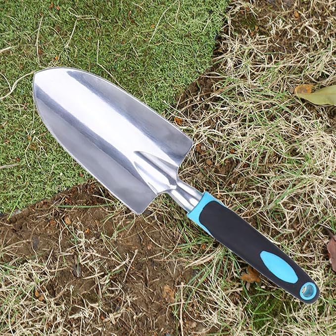 Garden Shovel Garden Hand Trowel, Heavy Duty Gardening Hand Tools with Ergonomic Handle, Rust Resistant Small Garden Spade for Diligent Farmer Soil Excavation, Planting and Transplanting (Blue)