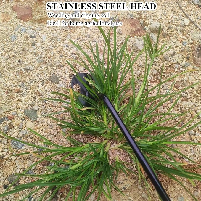 WMM Weed Puller Tool Gardening Tools Set of 2 Uprooting Weed Pulling Tool, 4 Teeth Manganese Steel Forged Weeding Tool for Vegetable, Portable Hand Weeder Tool for Garden Farm Planting Weeding