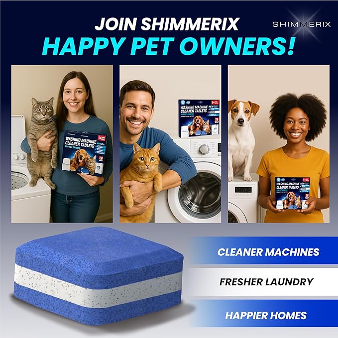 Washing Machine Cleaner Pro Tablets for Pet Owners - 42 Pack, Front & Top Load Washer Deep Cleaning, Septic Tank Safe, HE Support, Remove Stubborn Pet Hair, Eliminates Smells, Prevents Dander Build-up