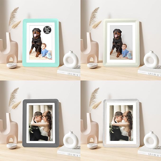 5x7 Picture Frame, Clear Acrylic Photo Frame with White Mat for 4x6 Photos, One-Piece Shatterproof Tool-Free Design, UV-Resistant Waterproof Tabletop Frame for Home Office Decor with 10-Year Warranty