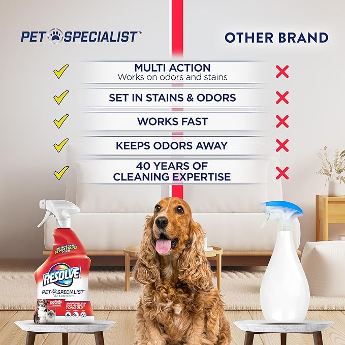 Resolve Pet Specialist Carpet Cleaner Spray – for Removal of Pet Stains & Odors Up to 7 Days Old, 22oz