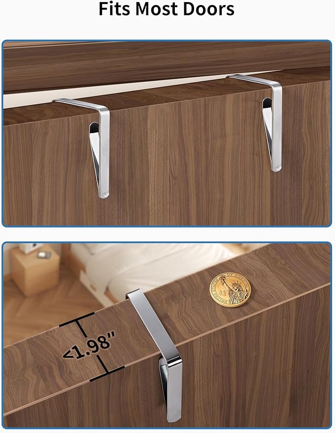 JARLINK 2 Pack Over The Door Organizer Storage, 5 Shelf Hanging Door Organizer with 5 Large Capacity Pockets, Anti Tilt 44 lb Load Behind Door Storage for Bedroom, Bathroom, Pantry, Nursery, (Black)