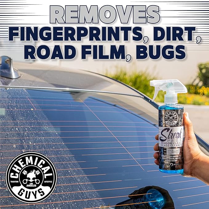 Chemical Guys CLD300 Streak Free Glass & Window Cleaner (For Glass, Windows, Mirrors, Nav. Screens & More; Car, & Home) Ammonia Free & Safe on Tinted Windows, 128 fl oz + ACC151 Spray Bottle, 16 oz.