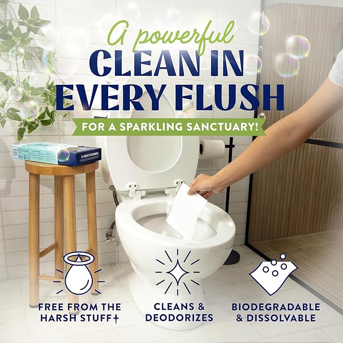 Cleancult Toilet Bowl Cleaner Sheets - Dissolvable, Septic Safe, Effective Cleaning, Removes Stains & Rings, Cleans & Deodorizes - 32 Uses - Fresh Lemon Scent - Plastic-Free Packaging