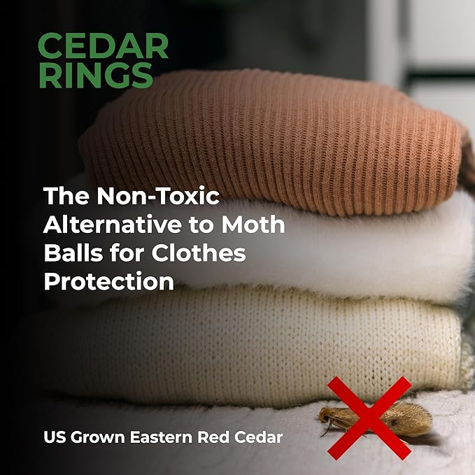 Professor Killamoth 30 Cedar Rings for Clothes Storage - Stop Clothes Damage - 30 Fresh Cedar Rings to Protect Your Clothes