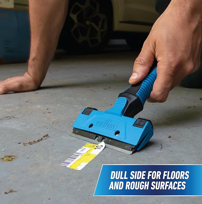 Unger Professional Connect and Clean 4" All-Purpose Scraper, Window, Glass, and Floor Scraping Tool Supplies, Adhesive Removal, Gum, Stickers, Paint Removal, Dual-Sided Blade