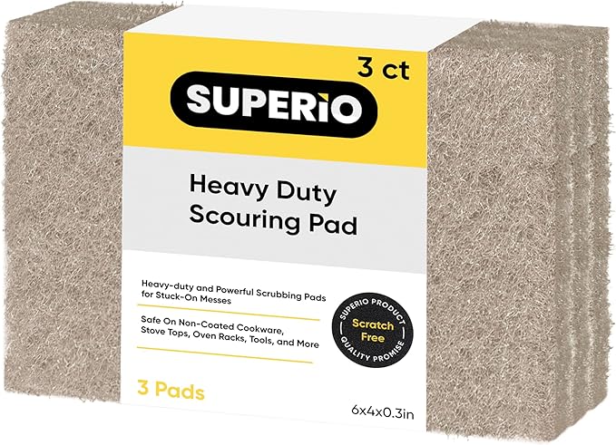 Natural scouring Pad Non-Scratching Natural Sisal Plant Based Scrubber Non-Scratch Cleaning Scrub Pads, Eco-Friendly Reusable Kitchen Scrubbing Pad Pack of 3, By Superio