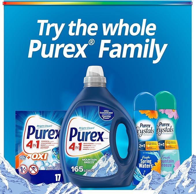 Purex Fresh Mountain Breeze Liquid Detergent – 82.5 fl oz, 165 Loads, Ultra-Concentrated