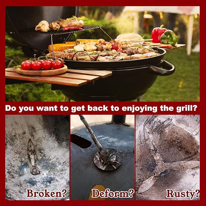 22-1/2-Inch One-Touch Cleaning System Kit for W eber Grill Parts, 7444 Grill Parts for 22" Master-Touch, Performer, Original Kettle Series Charcoal Grills, Thicker, Sturdy, Heat Resistant, Silver
