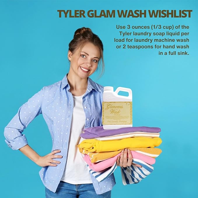 Worldwide Nutrition Bundle: Tyler Glamorous Wash Wishlist Scent Fine Laundry Liquid Detergent - Hand and Machine Washable - 16 oz, 454-gram Container and Multi-Purpose Key Chain