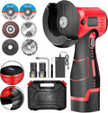 Brushless Cordless Angle Grinder Kit, 19500rpm Mini Electric Angle Grinding Tool with 2x16.8V 2000mAh Battery and 6-Cutting Discs, Grinder Handheld Cutter for Metal Wood