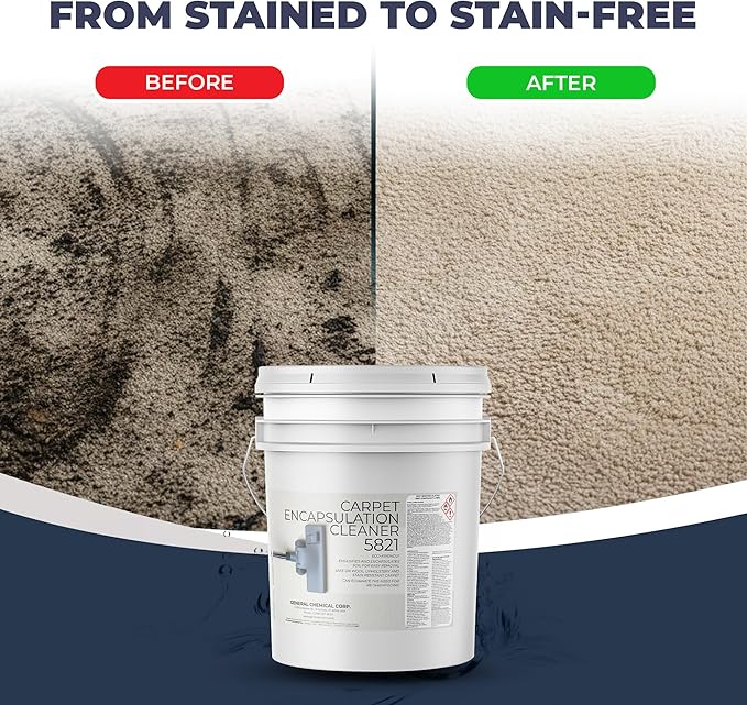 Carpet Encapsulation Cleaner 5821 - Rug Shampoo for Upholstery, Rugs, & Wool - Fast Drying, Nature Conscious Cleaning - Professional Grade Carpet Solution - 5 Gallon Pail