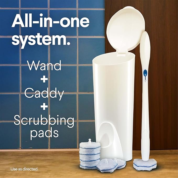 Clorox ToiletWand Disposable Toilet Cleaning System, Spring Cleaning Essential, ToiletWand, Storage Caddy, and 16 Disinfecting ToiletWand Scrubbing Pad Refills